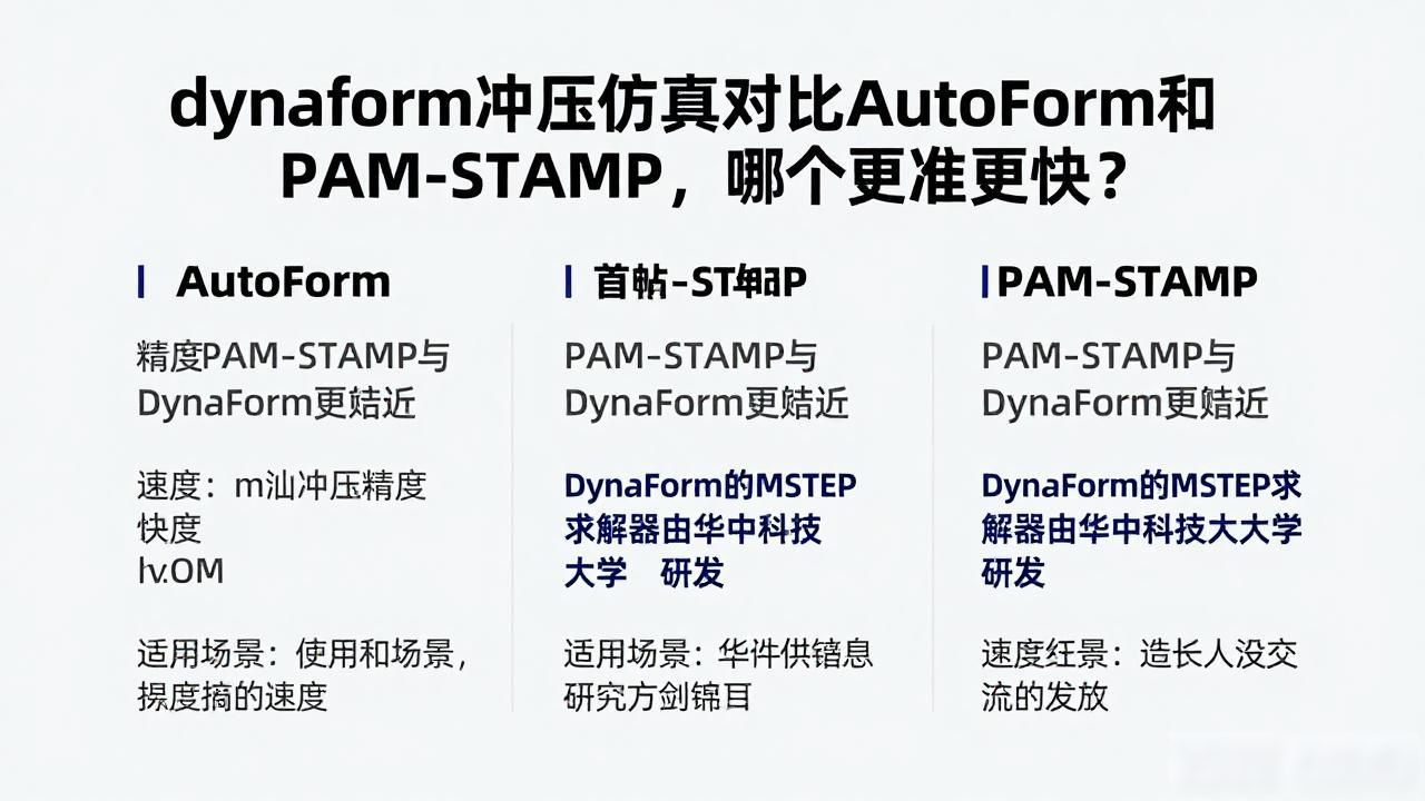 dynaform冲压仿真对比AutoForm和PAM-STAMP，哪个更准更快？