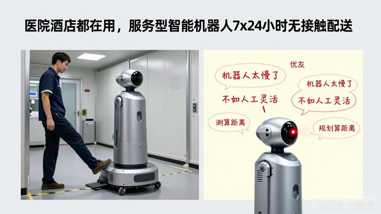 医院酒店都在用，服务型智能机器人7x24小时无接触配送