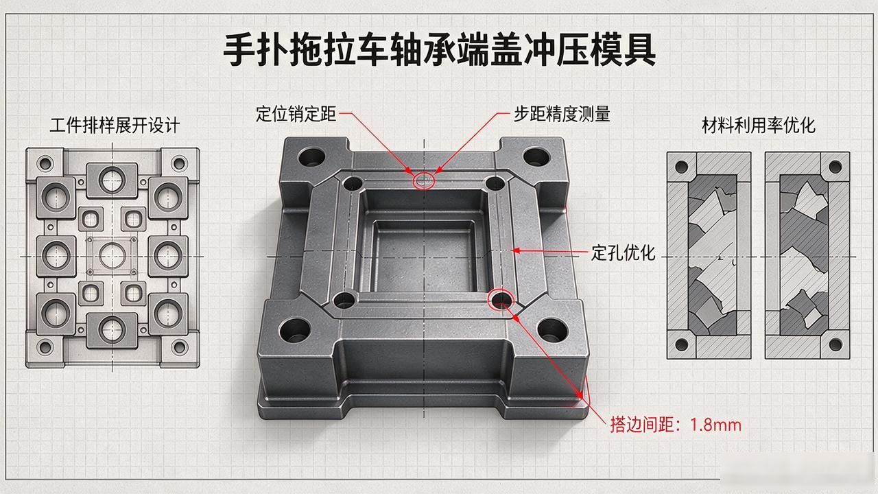 手扶拖拉机轴承端盖冲压模具设计，避开拉裂起皱大产量方案