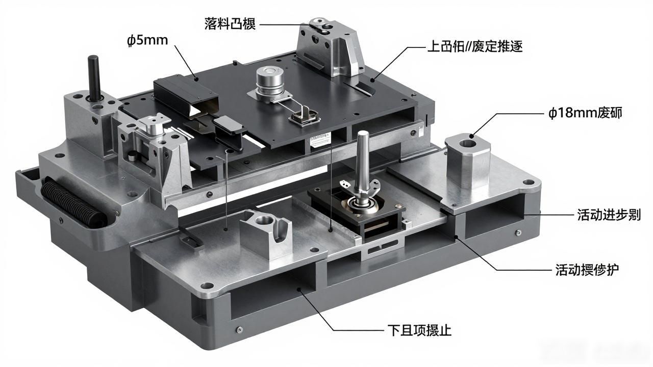 模具总装图解读：冲压成形工艺与7大核心部件详解