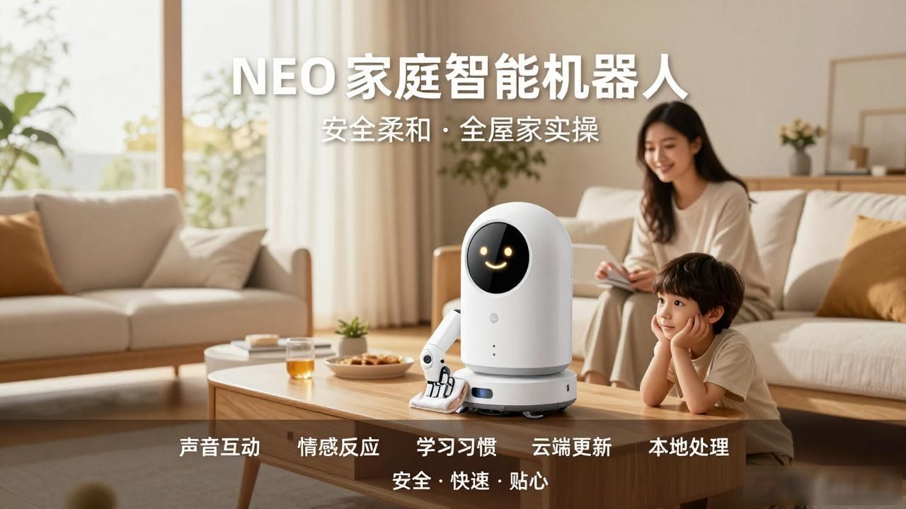 家庭型智能机器人宣传片 展示NEO安全柔和全屋家务实操体验