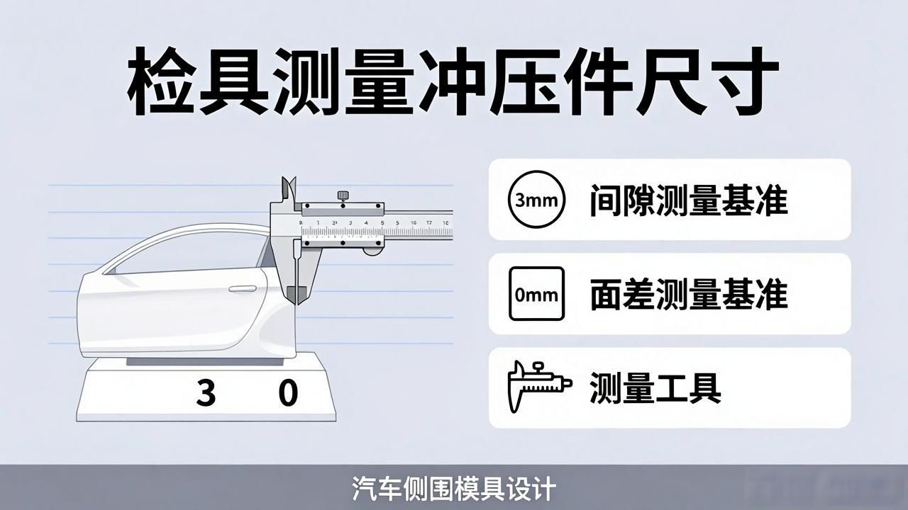 检具测量冲压件尺寸，汽车侧围模具设计避免危险