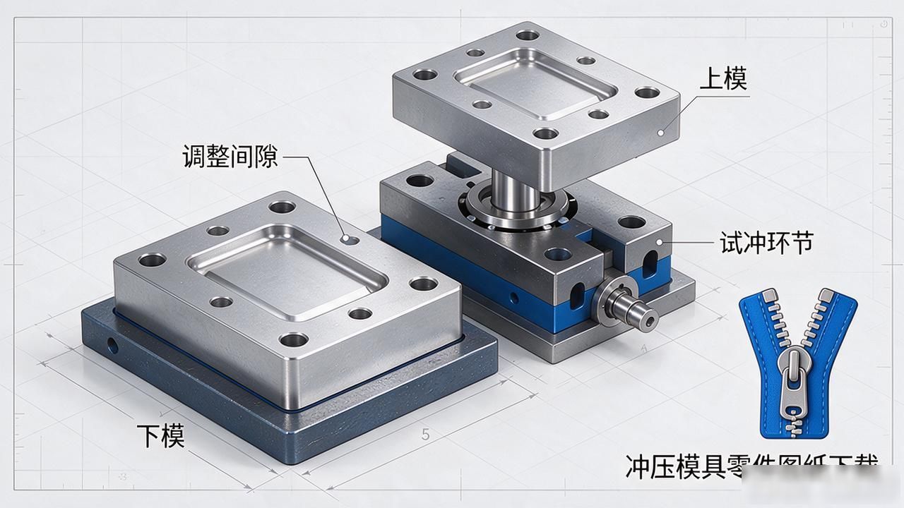 冲压模具零件图纸下载_拉链手柄冲裁模设计实例