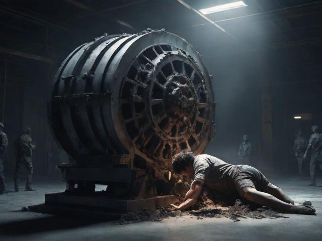 冲压机把人压成肉饼:（被冲压机压死的感觉）